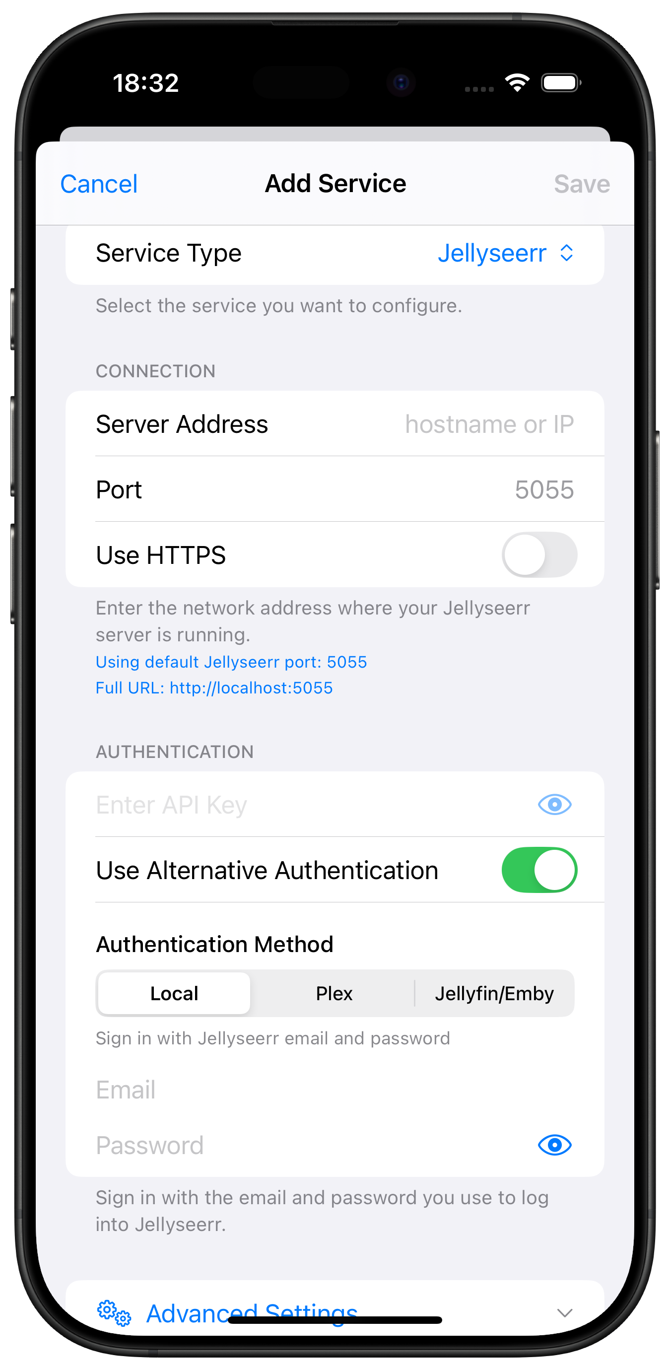 Add Service Jellyseerr Local