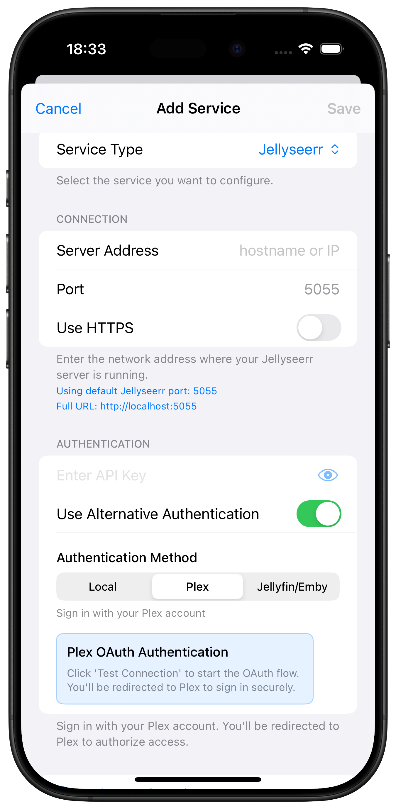 Add Service Jellyseerr Plex