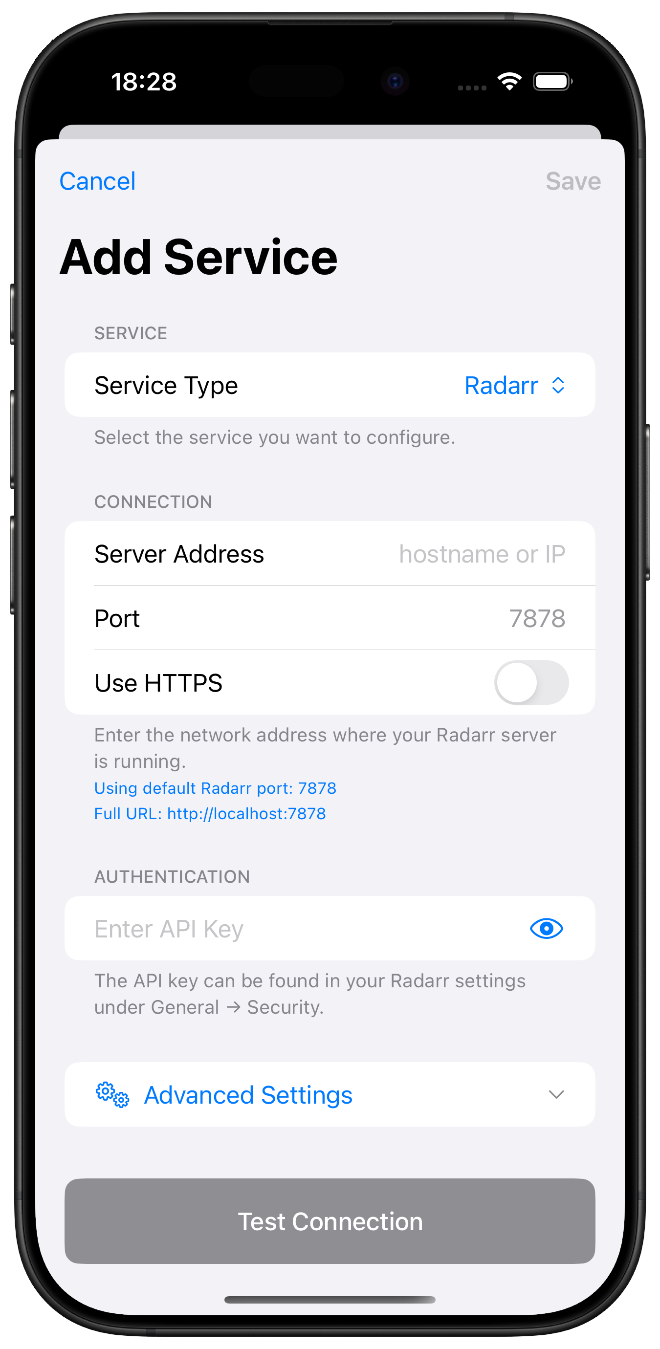Add Service Radarr