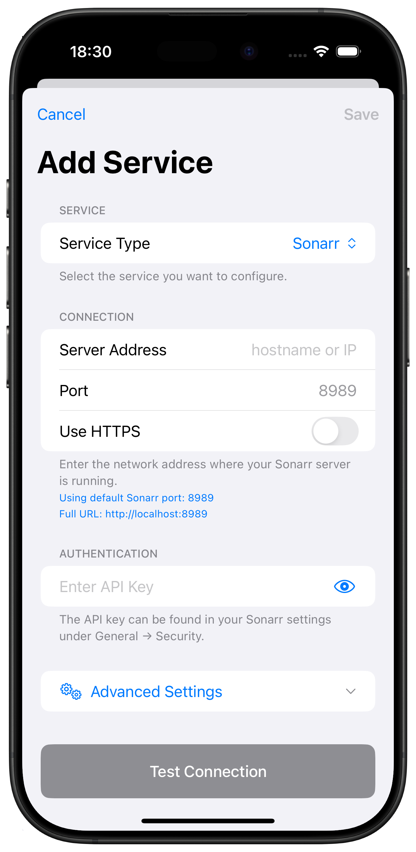 Add Service Sonarr